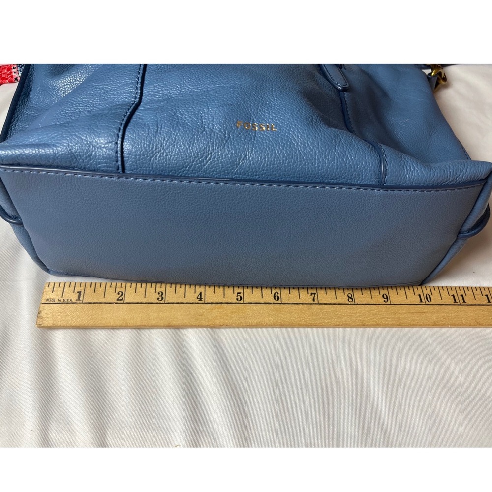 Fossil Blue Skylar Satchel Leather Shoulder Crossbody Bag Purse - Picture 10 of 13